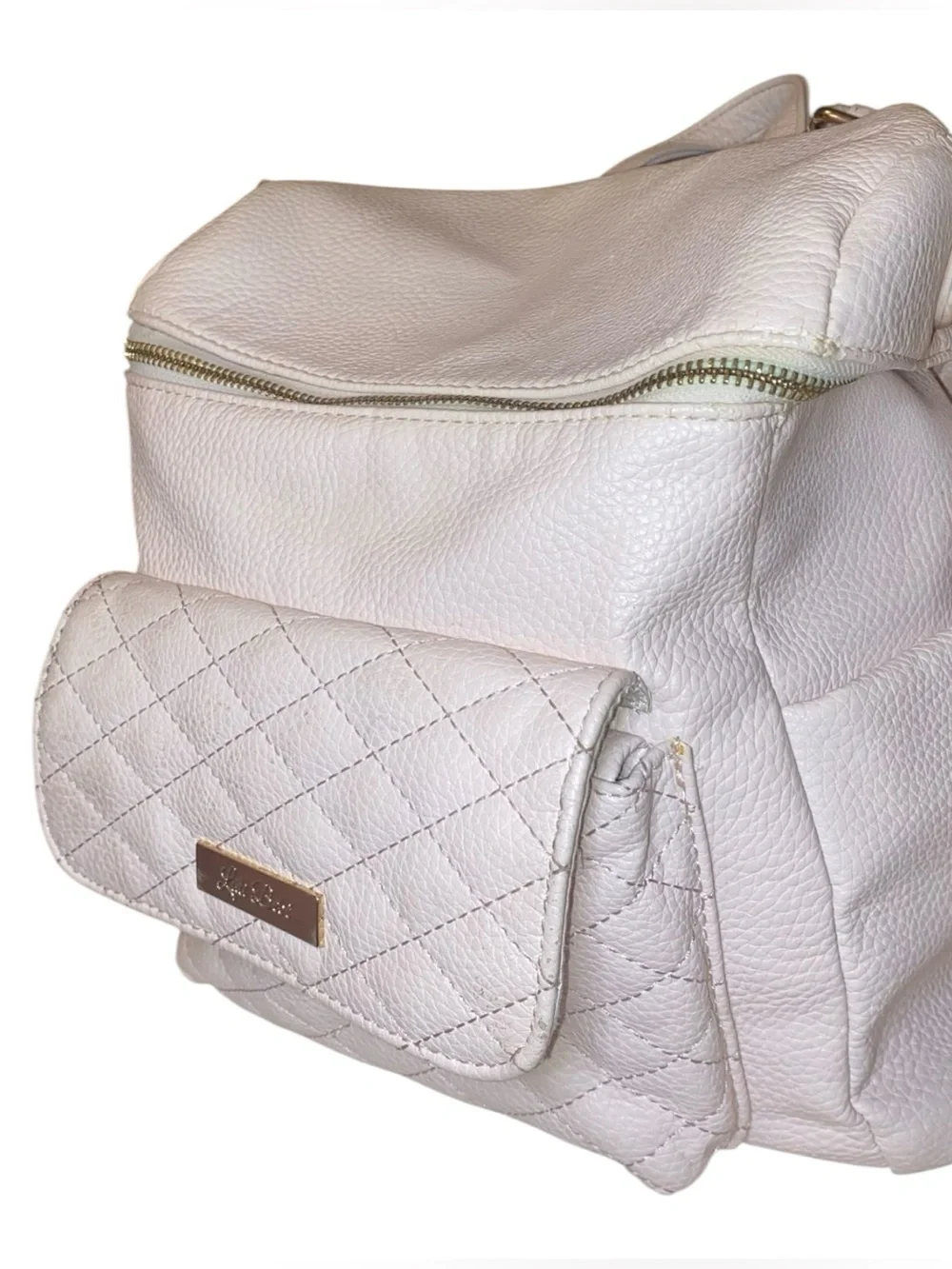 Luli Bebe’ Petit Monaco Faux/Vegan Leather Diaper Bag Baby Pink